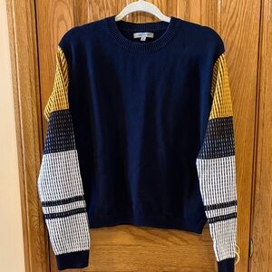 Women's Crewneck Sweater in Navy, Gold, and White